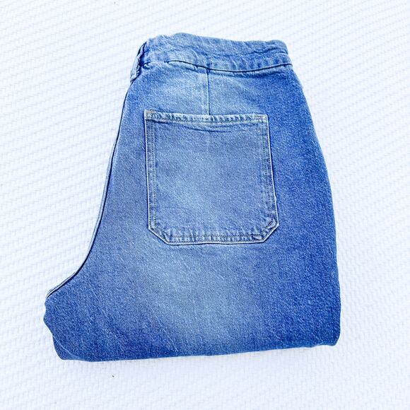 Good American Denim - Good American The Weekender Petite Cuffed Carpenter Slim Denim Jean Size 14 / 32